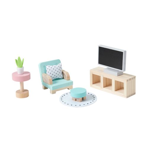 인형의집 거실가구 세트 원목장난감 우드토이 - Wooden Doll House Living Room Furniture Set