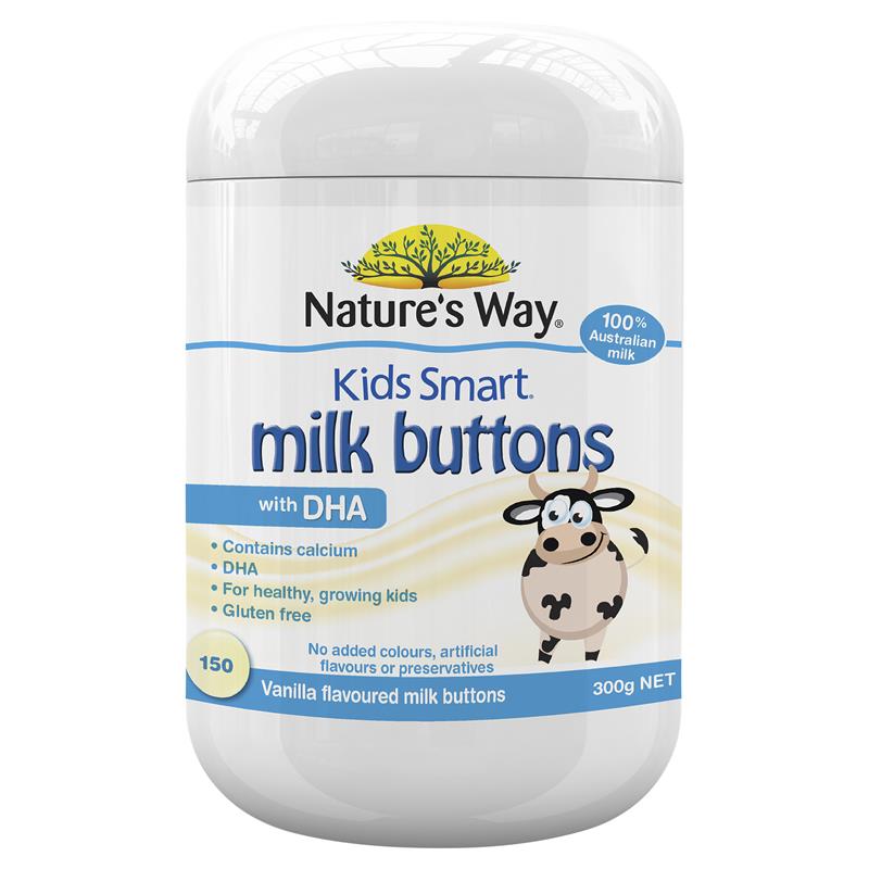네이쳐스웨이 키즈스마트 밀크버튼 츄어블 150정 / Natures Way Kids Smart Milk Buttons with DHA Vanilla 150 Chewable Buttons